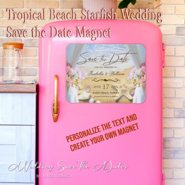 Magnet Flexible Tropical Beach Wedding Starfish Enregistrer la dat (Créateur téléchargé)