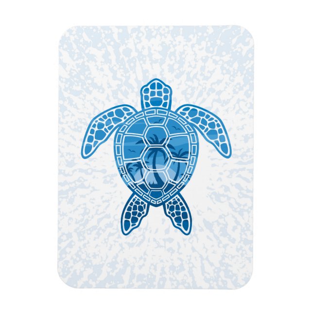 Magnet Flexible Tropical Island Sea Turtle Design en bleu (Vertical)
