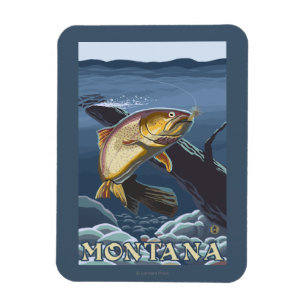 Magnet Flexible Truite pêchant la section transversale - Montana