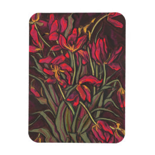Magnet Flexible Tulipes mourantes Fleurs rouges État de la peintur