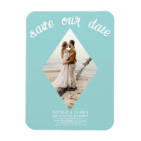 Turquoise Bleu Diamant Photo Mariage Étape de Sauv