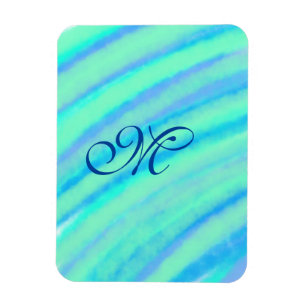 Magnet Flexible Turquoise bleu vert filigranes ajouter votre monog
