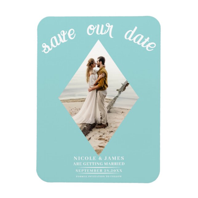 Magnet Flexible Turquoise Blue Diamond Photo Mariage Enregistrer l (Vertical)