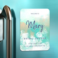 Turquoise Script Moderne Douche nuptiale Invitatio