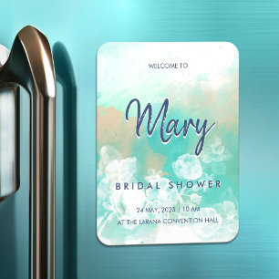 Magnet Flexible Turquoise Script Moderne Douche nuptiale Invitatio