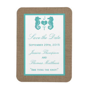 Magnet Flexible Turquoise Seahorse Burlap Beach Wedding Collection