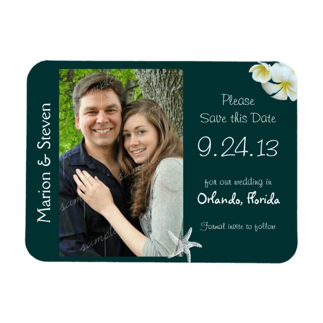 Magnet Flexible Turquoise tropical Enregistrer la date Aimant phot (Horizontal)