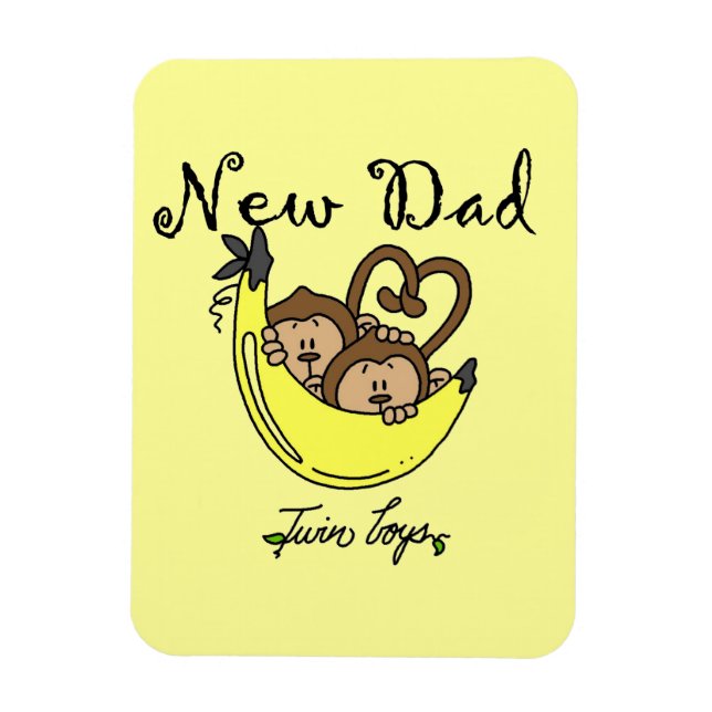 Magnet Flexible Twin Boys Singes Nouveau Papa Cadeaux (Vertical)