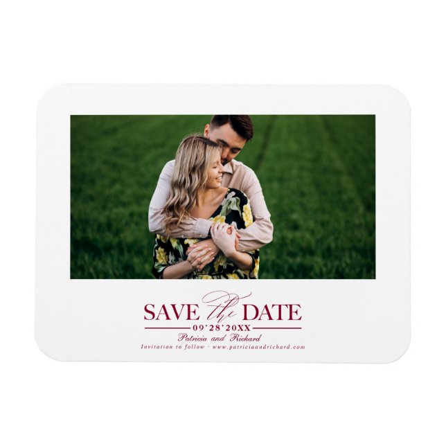 Magnet Flexible Typographie Bourgogne Mariage Enregistrer La Date  (Horizontal)