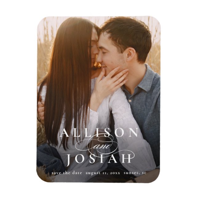 Magnet Flexible Typographie classique Mariage photo Enregistrer la (Vertical)