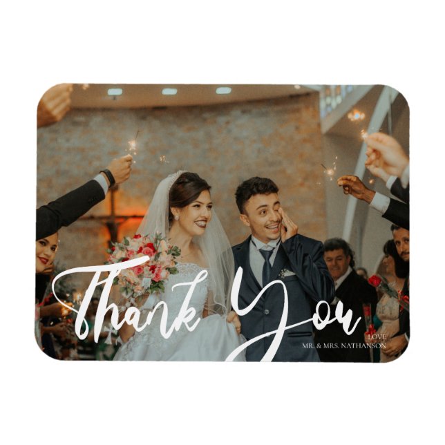 Magnet Flexible Typographie mariage 3 Couleur Merci photo (Horizontal)
