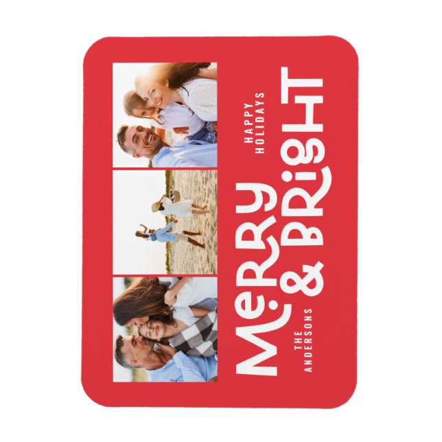 Magnet Flexible Typographie minimale moderne 3 photo Noël fun Ho (Vertical)