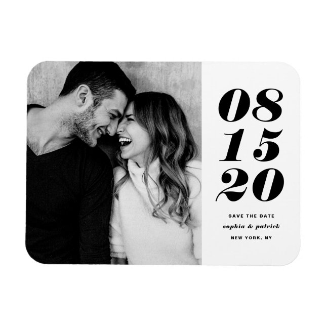 Magnet Flexible Typographie moderne Black Bold Date Enregistrer la (Horizontal)
