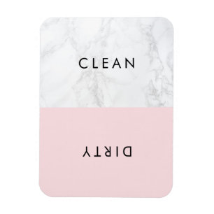 Magnet Flexible Typographie moderne rose et Marbre blanc Lave-vais