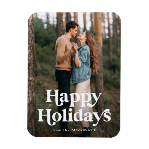 Magnet Flexible Typographie rétro Happy Holidays Photo