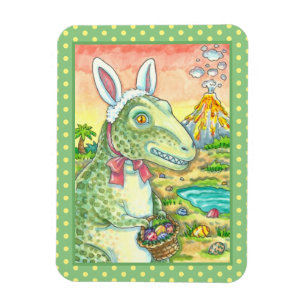 MAGNET FLEXIBLE TYRANNOSAURUS, CUTE T-REX, EASTER BUNNY DINO