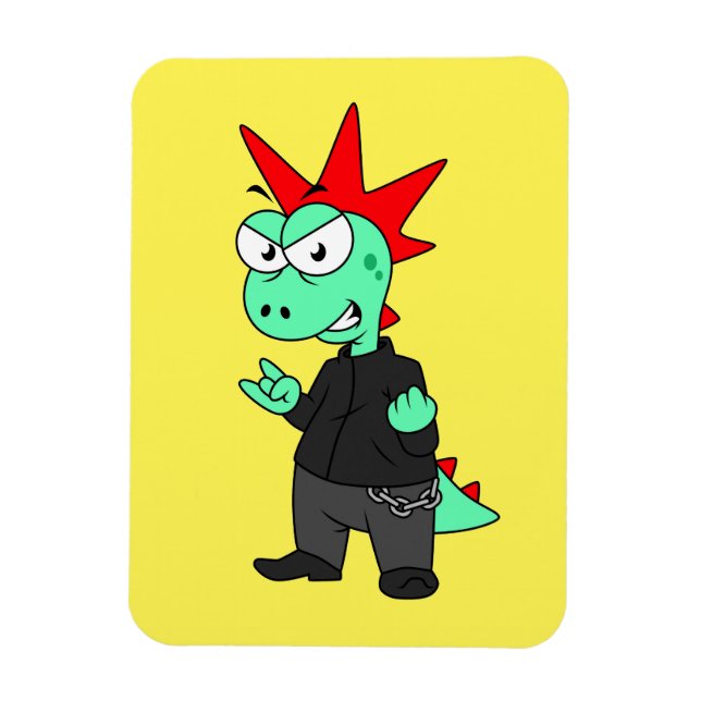 Magnet Flexible Tyrannosaurus Rex Habillé Comme Un Punk. (Vertical)
