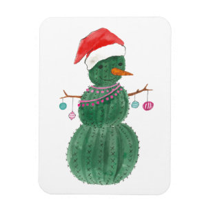 Magnet Flexible Un bonhomme de neige de Noël très cactus