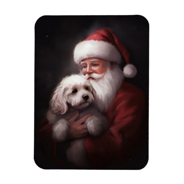 Magnet Flexible Un caniche au Père Noël Festif (Vertical)