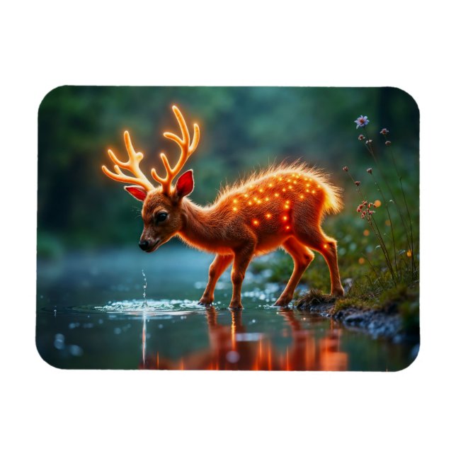 Magnet Flexible Un cerf de cerf mignon brille une faune lumineuse (Horizontal)