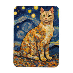 Magnet Flexible Un chat dans la nuit étoilée