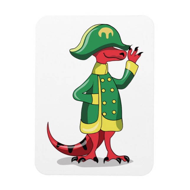 Magnet Flexible Un Dessin Tyrannosaur Rex Habillé Comme Napoléon. (Vertical)