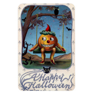 Magnet Flexible Un heureux Citrouille d'Halloween sur le Vintage d