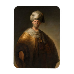Magnet Flexible Un homme en costume oriental, par Rembrandt van Ri