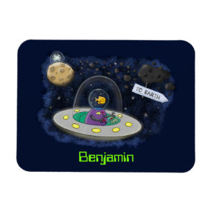 Magnet Flexible Un joli poisson heureux dans l'espace dessin animé