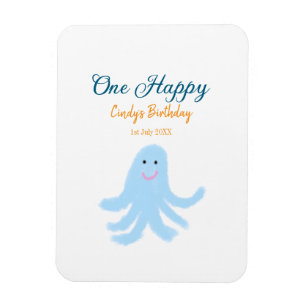 Magnet Flexible Un joyeux poulpe bleu sous la mer anniversaire