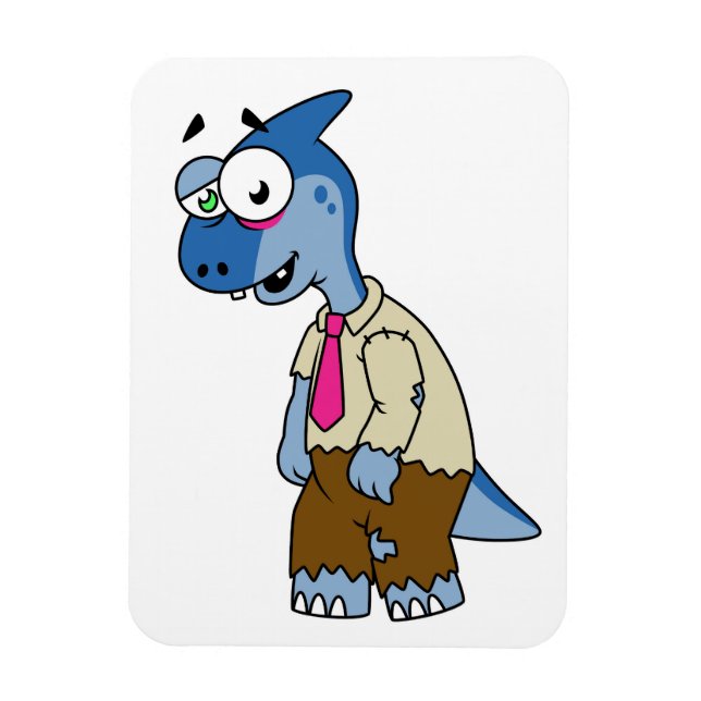 Magnet Flexible Un Parasaurolophus Caricaturé En Zombie. (Vertical)