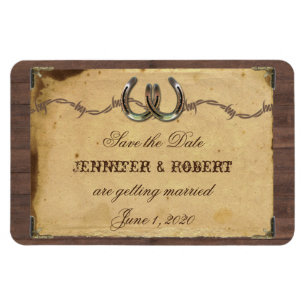 Magnet Flexible Un pays rustique en fer à cheval Mariage Enregistr