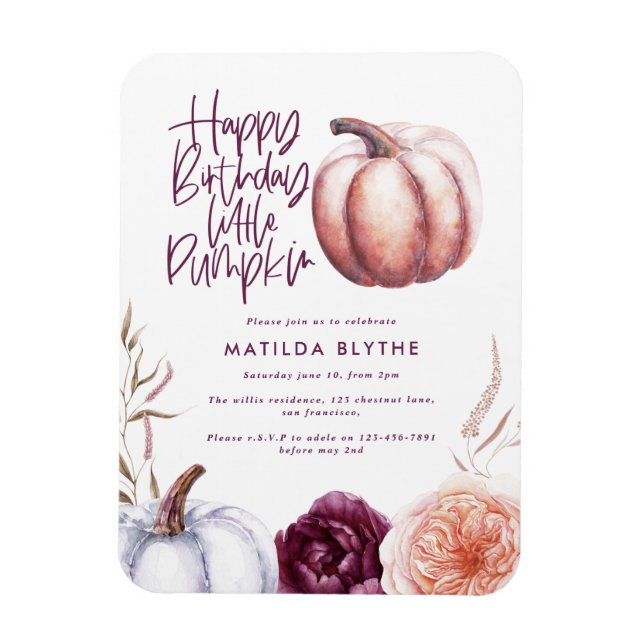 Magnet Flexible Un petit citrouille fleurs chute violet pêche anni (Vertical)