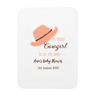 Magnet Flexible Une petite cowgirl est en route shower bébé orange