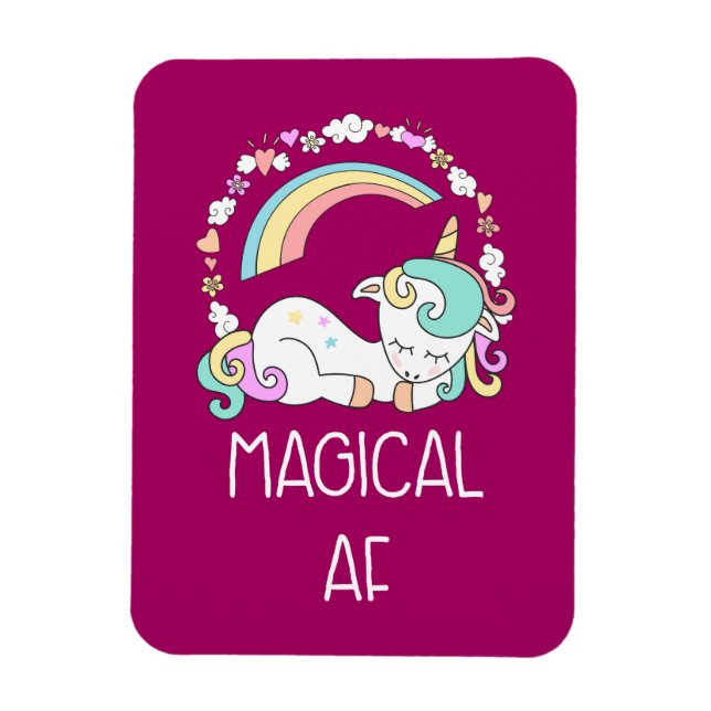 Magnet Flexible Unicorne drôle dire magique AF (Vertical)