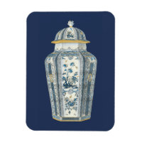 Urne asiatique décorative en bleu et blanc