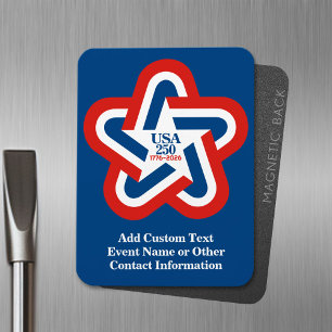 Magnet Flexible USA 250 - 1776-2026 Star Design Vintage