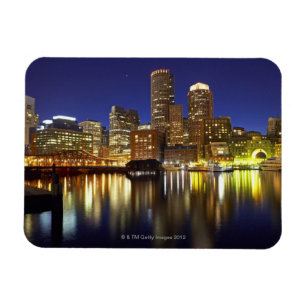 Magnet Flexible USA, Boston, ville skyline la nuit (longue