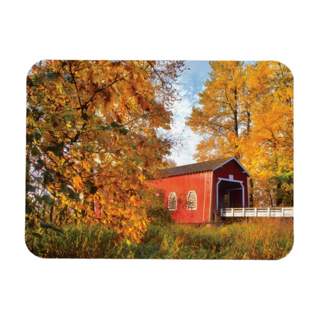 Magnet Flexible USA, Oregon. Pont Couvert De Shimanek Le Matin (Horizontal)