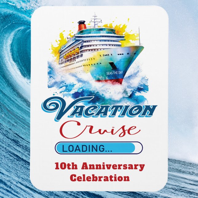Magnet Flexible Vacances amusantes Chargement Anniversaire Croisiè (Cruise Vacation Door Magnet to help decorate and find your cabin door. Happy Anniversary)