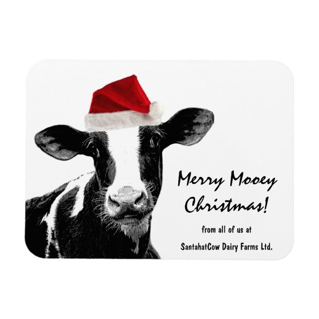 Magnet Flexible Vache de Noël de père Noël Cow-Holstein (Horizontal)