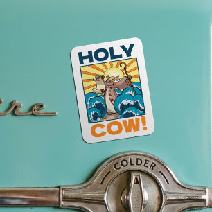 Magnet Flexible Vache drôle Vache sacrée ! Jeu de mots visuel Dess