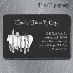 Magnet Flexible Vaisselle Restaurant Noir Blanc Personnalisé 4" x