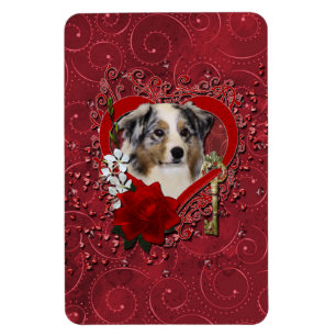 Magnet Flexible Valentines - Clé de mon coeur - Berger australien