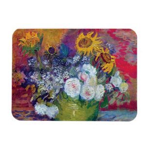 Magnet Flexible Van Gogh - Nature morte avec roses et tournesols