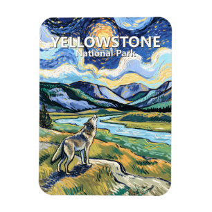 Magnet Flexible Van Gogh Parc national de Yellowstone Loup Hurleur