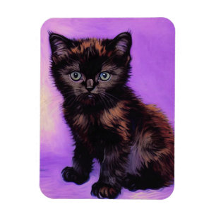 Magnet Flexible Van Gogh Style Chat pourpre