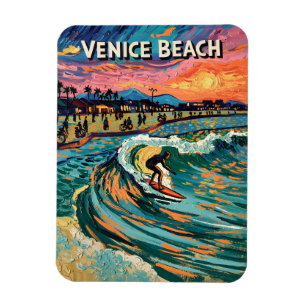 Magnet Flexible Van Gogh Venice Beach Surf California Retro Travel
