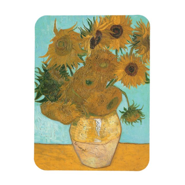 Magnet Flexible Vase avec douze tournesols par Vincent van Gogh (Vertical)