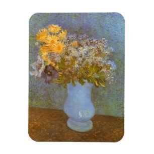 Magnet Flexible Vase de lilas, de marguerites et d'anémones de Vin